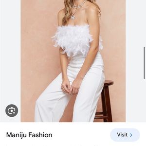 White feather jump suit